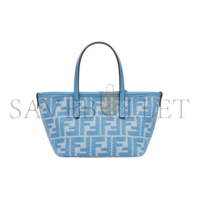 FENDI ROLL MINI FABRIC BLUE 8BS096AUPXF1SKL (15.5*13*11cm)
